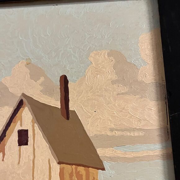 Paint By Numbers Boat and Beach Vintage Framed No Glass 50s 60s Retro Kitsch Art - Picture 2 of 16